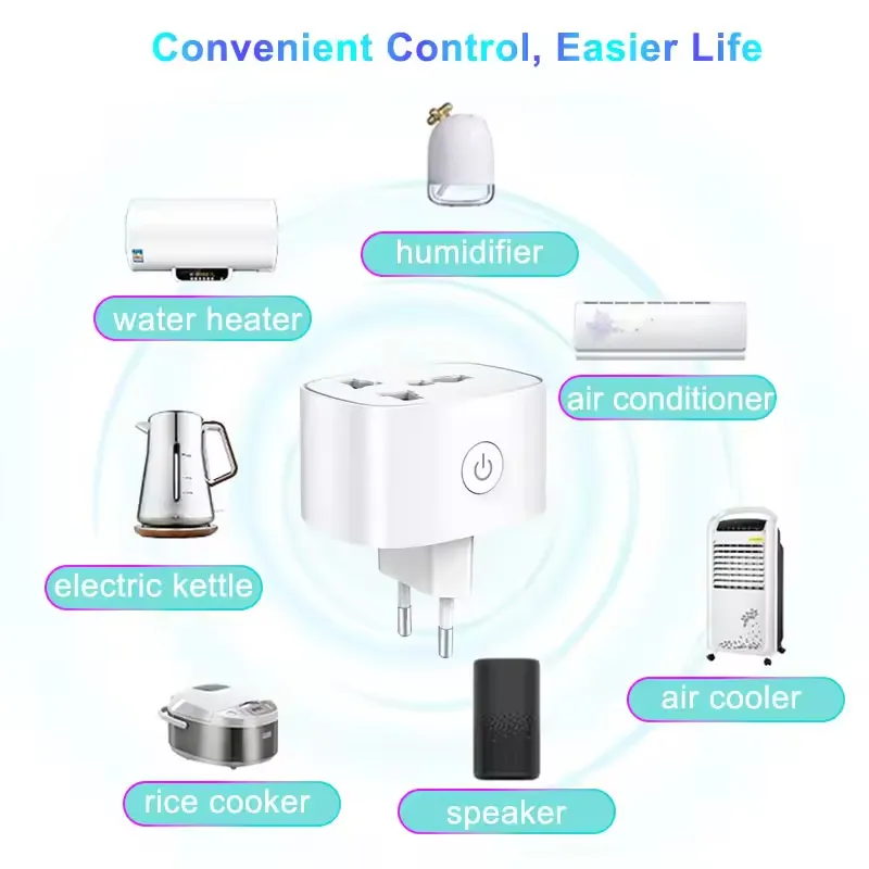 Tomada Inteligente WiFi Zigbee da UE com Monitoramento de Energia, Apresentando Design Invertido, Uso em Toda a Casa