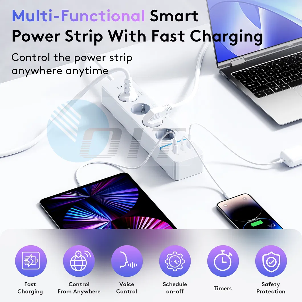 Protetor de Surto com Controle Remoto, USB, Tomada Inteligente com Plugue EU
