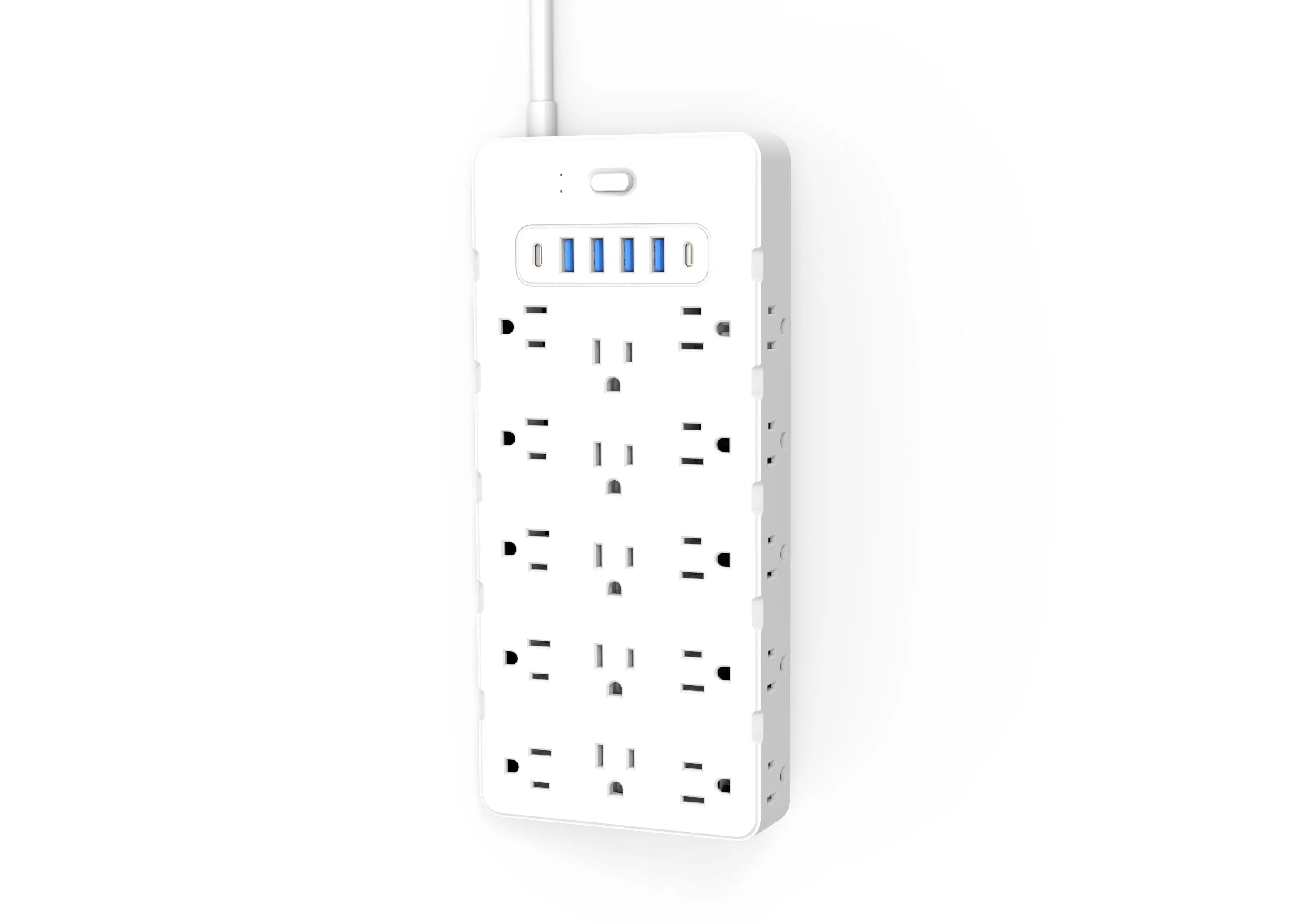 2025 O Mais Novo 24-Outlet Protetor de Surto Branco com Carregador USB Tipo C