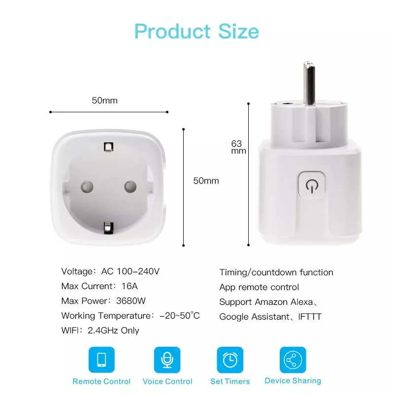 Abuk EU Tuya Plug Inteligente Detalhes