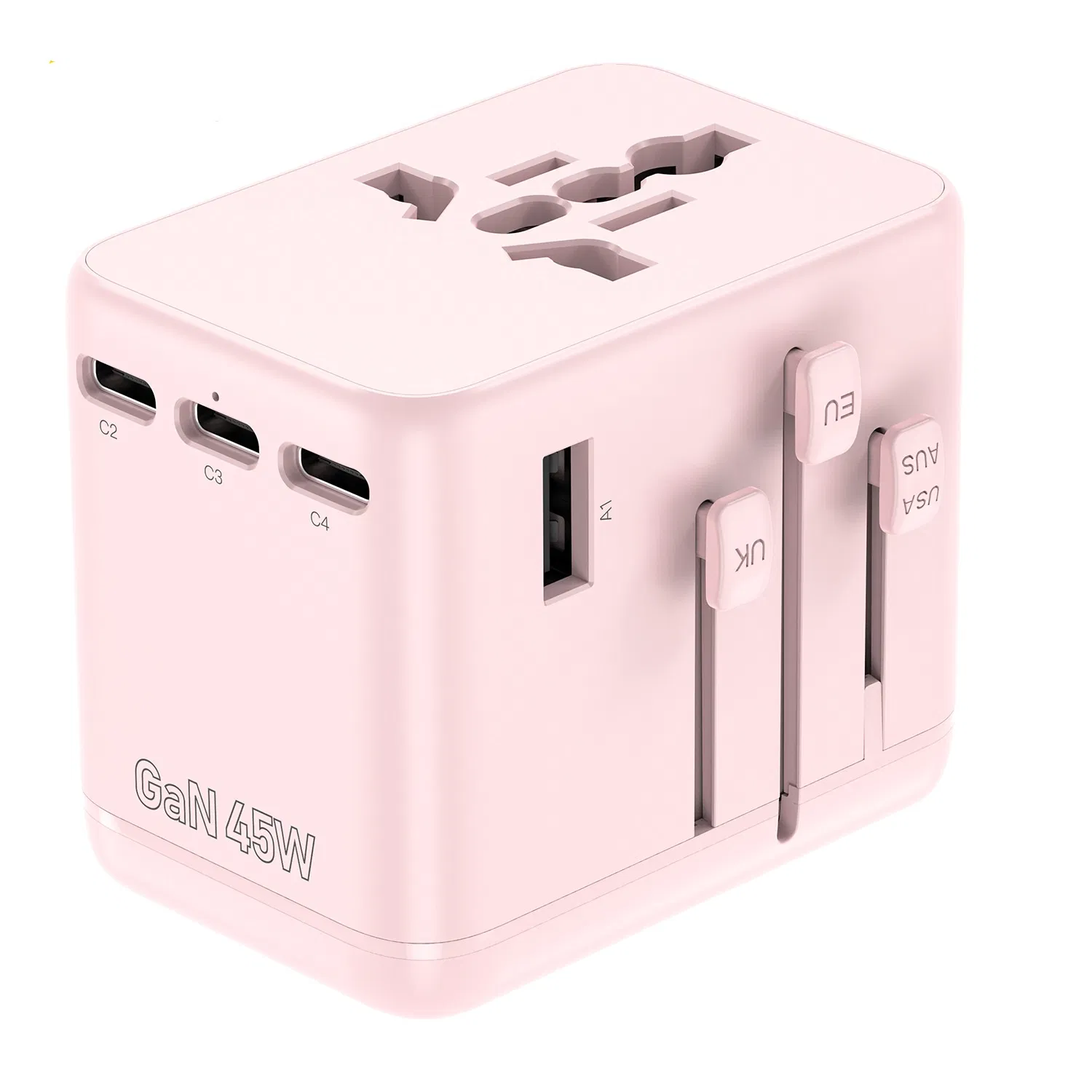 Adaptador de Viagem Multi Portas Tudo-em-Um 45W Carregamento Rápido GaN Soquete Universal Global