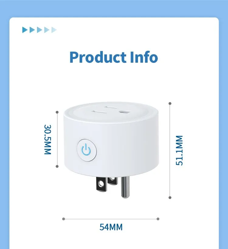 Plugue WiFi Inteligente com Monitoramento de Energia para EUA, Canadá, México