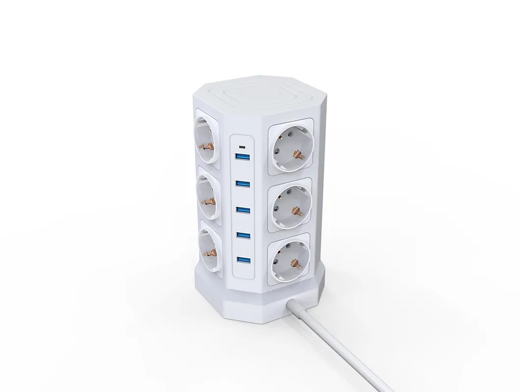 12 Protetor de Surto Alemão 5 Tomada de Carregamento USB