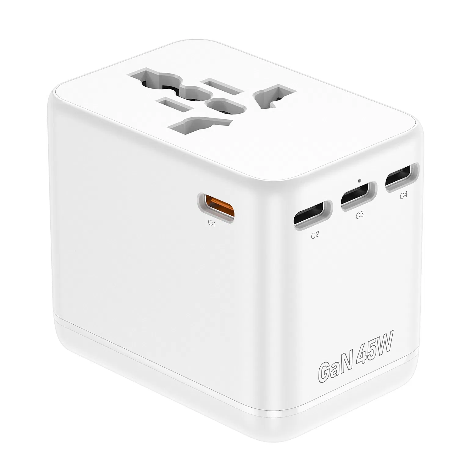 Adaptador de Viagem Multi Portas Tudo-em-Um 45W Carregamento Rápido GaN Soquete Universal Global