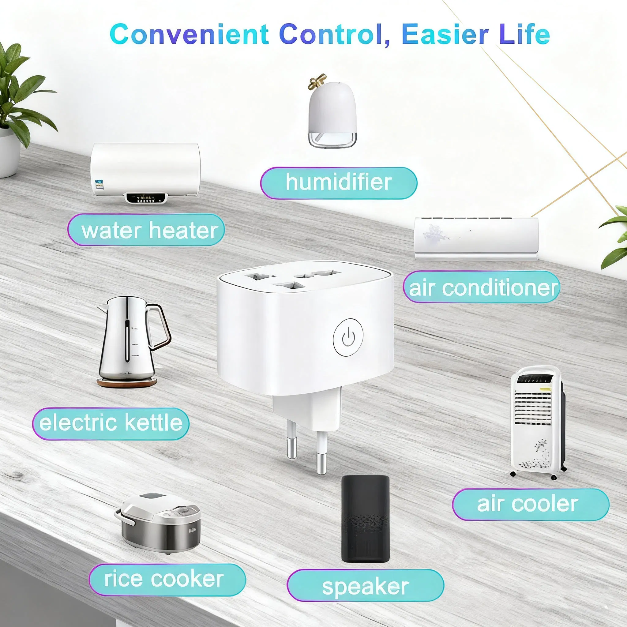 Tomada Inteligente WiFi Zigbee da UE com Monitoramento de Energia, Apresentando Design Invertido, Uso em Toda a Casa