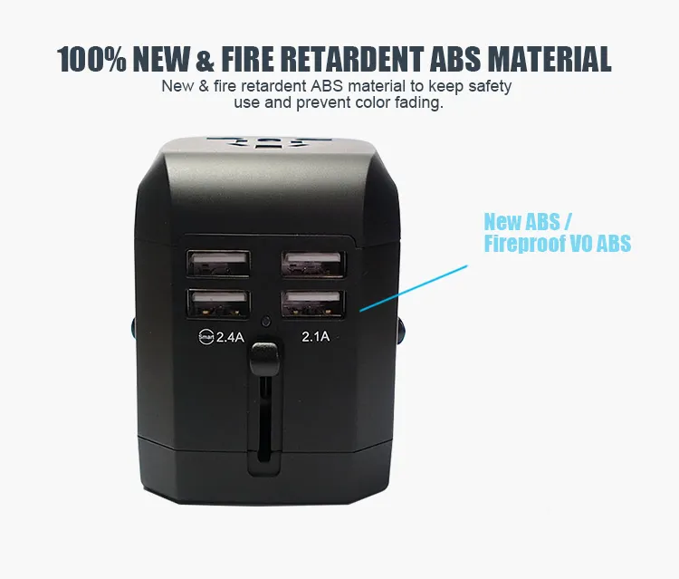 Adaptador de Viagem Universal Multi UK com 4*USB Portas de Carregamento