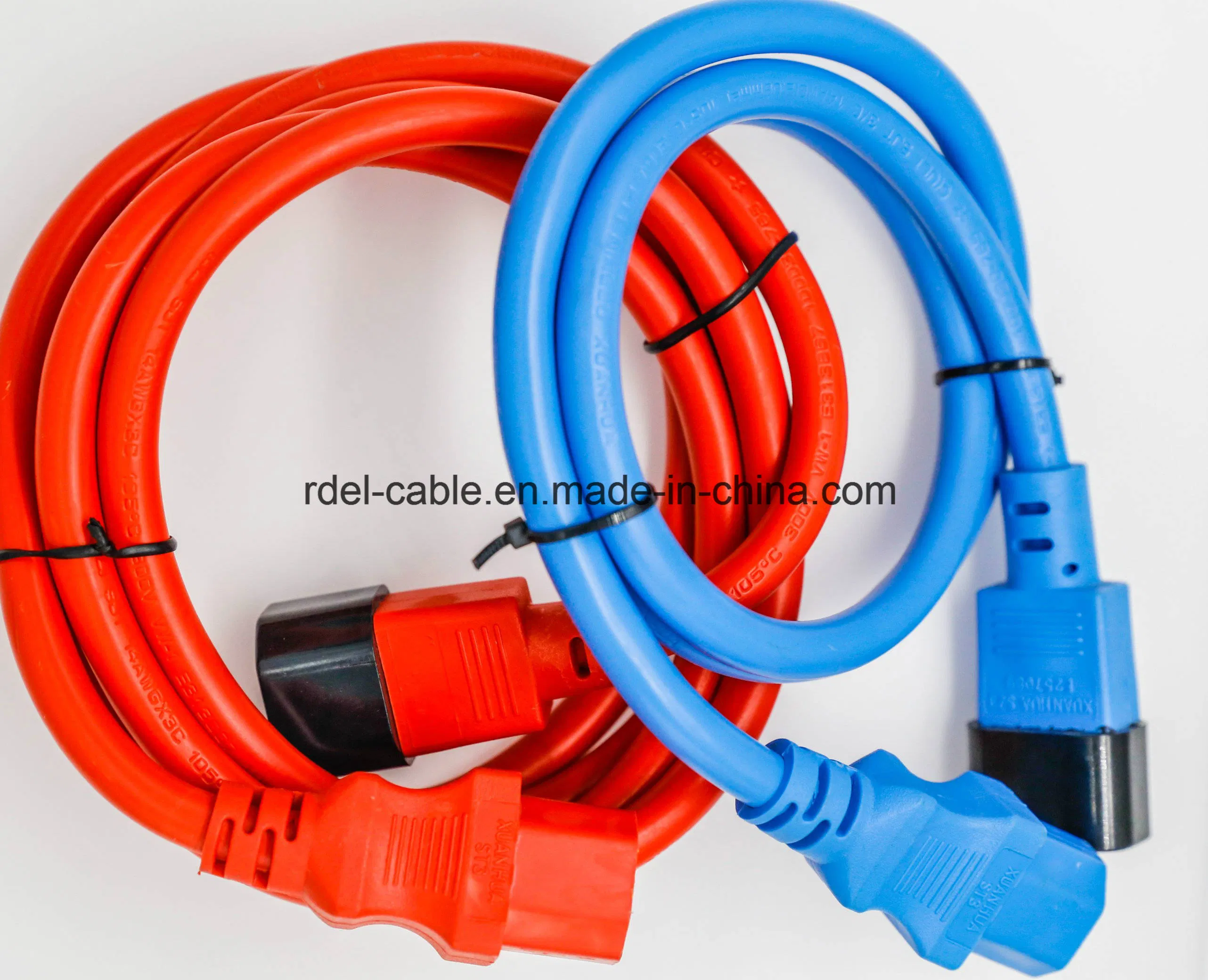 Cor Azul 220V Aprovação VDE IEC C19 C20 para C13 C14 Conector
