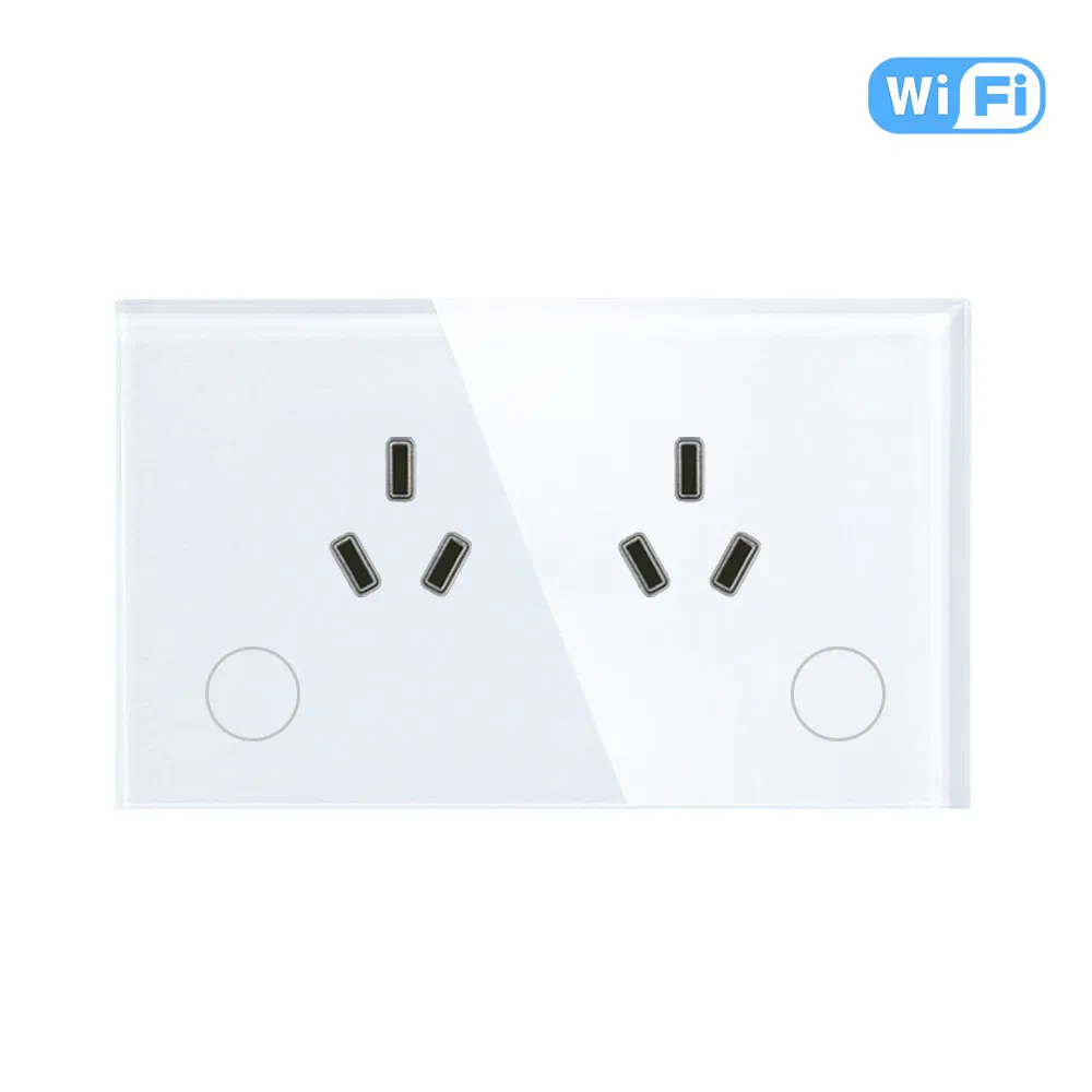 Painel de Vidro Temperado para Tomada Inteligente Graffiti Smart WiFi Padrão Australiano Padrão Americano Padrão Tailandês 15A
