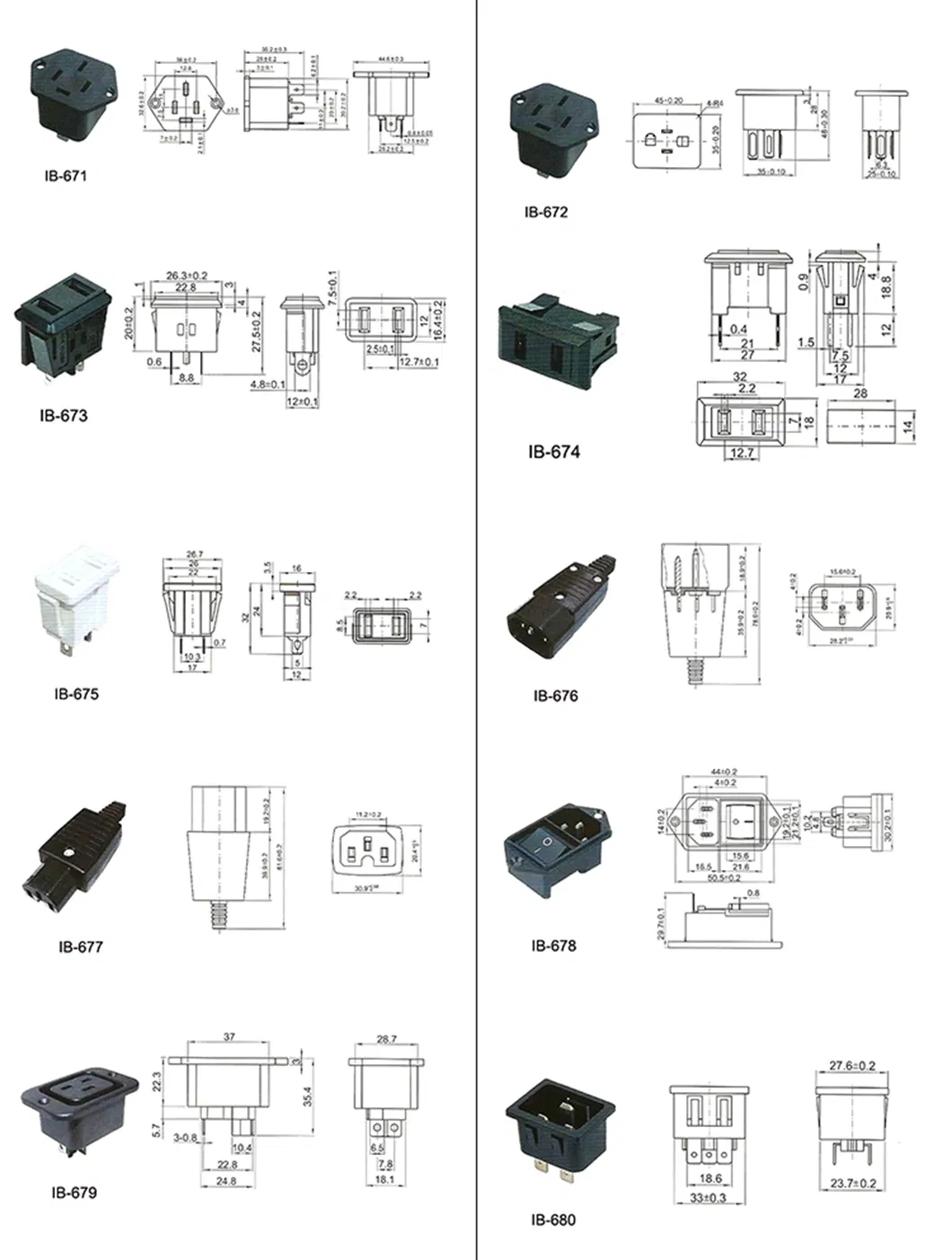 Conector AC Design Integrado C13+C14+10A 250V Fusível Tomada Macho+Fêmea Soquete