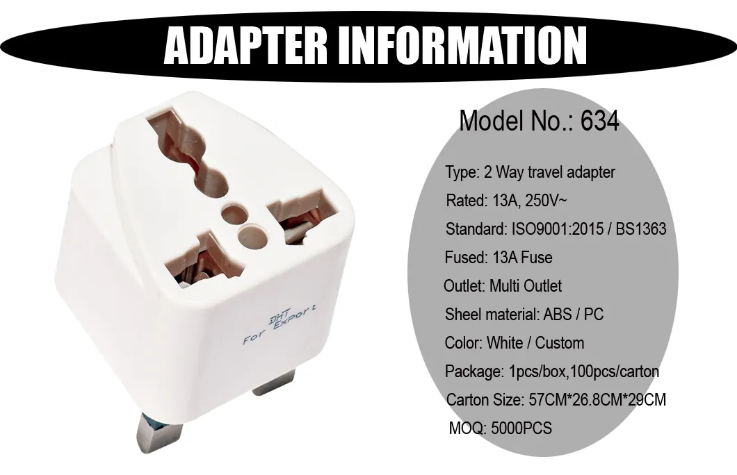 Adaptador de Plugue Multi Socket do Reino Unido para Viagens Pequeno