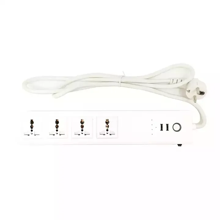 Plug de Luz LED WiFi Inteligente, Faixa de Potência WiFi para Casa Inteligente com 4 Tomadas AC e 2 Portas USB