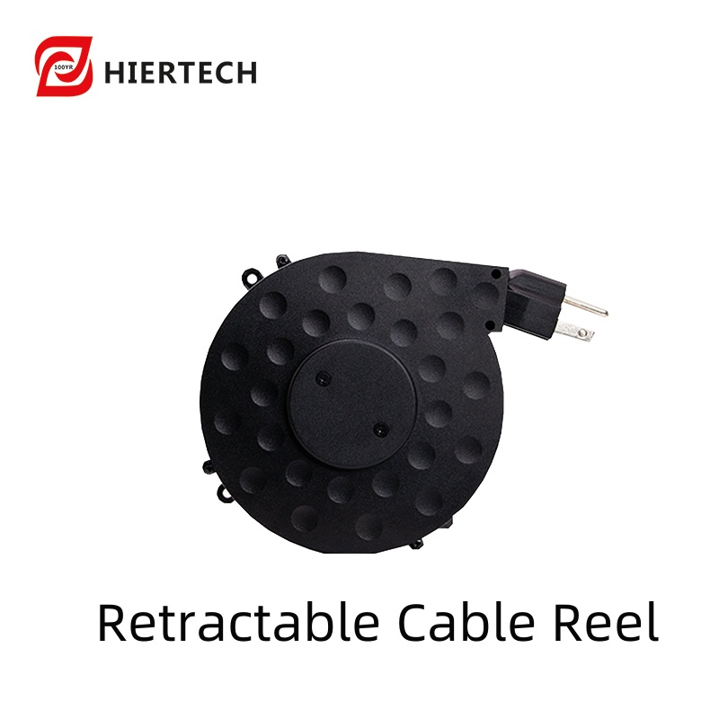 HIERTECH 1.9m Carretel Retrátil de Cabo de Extensão 6-9A Recolhedor de Cabo de Energia