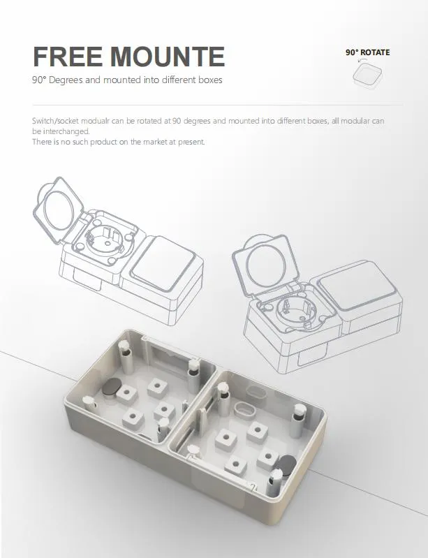 Padrão da UE IP54 Interruptor de Campainha de Parede à Prova d'Água, à Prova de Poeira e à Prova de Intempéries para Uso Externo em Material PC