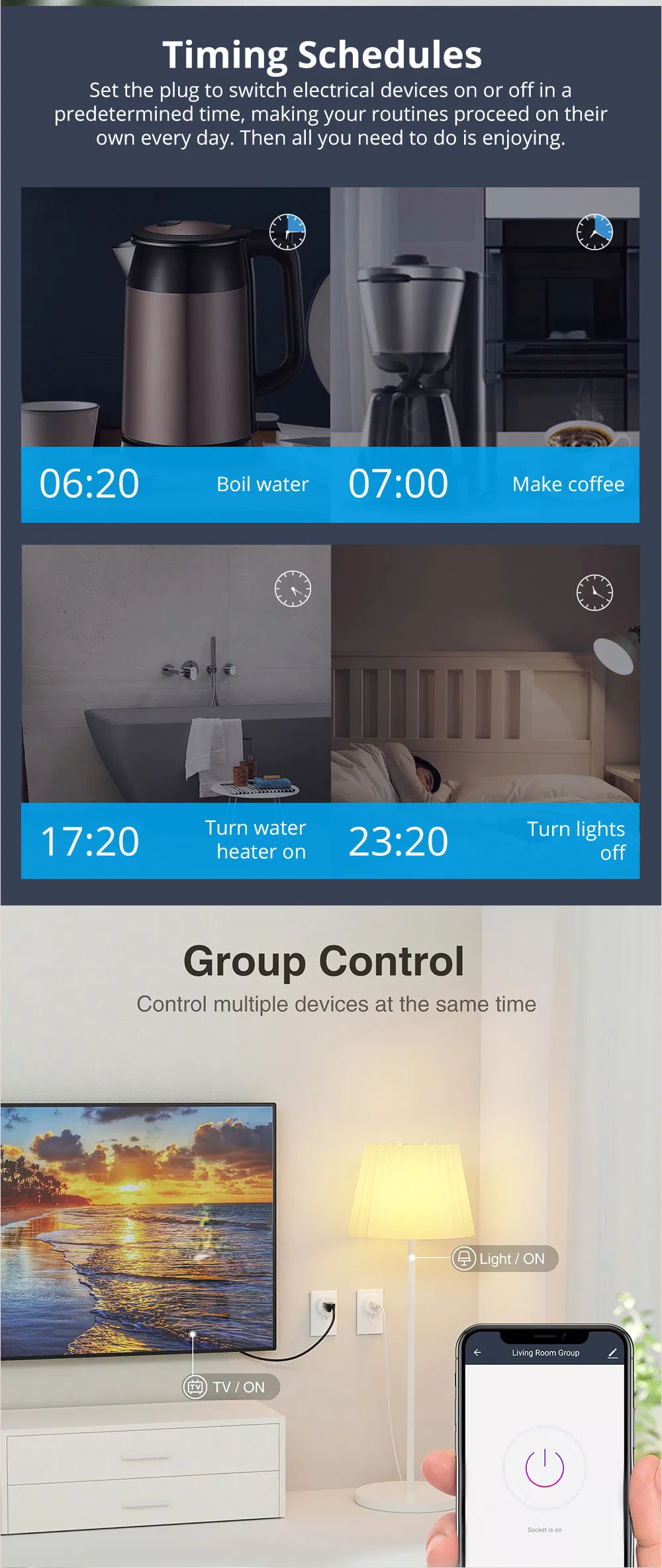 Tomada elétrica inteligente WiFi não aterrada para casa inteligente