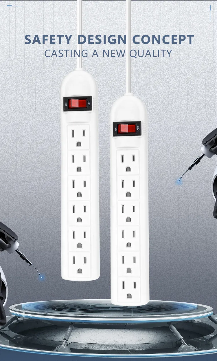Protetor de Surto Americano 6 Tomada AC com Portas de Carregamento USB Extensão Personalizada de Filtro de Linha