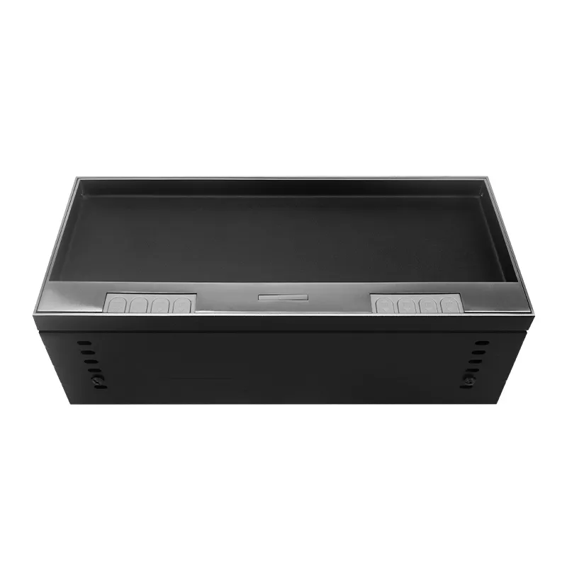 Caixa de Piso Oculta Recessada em Aço Inoxidável 4-Gang com Mecanismo de Altura Ajustável 86 Placa de Parede EU UK Universal de Tomada de Energia Elétrica CAT6 USB-C Dados
