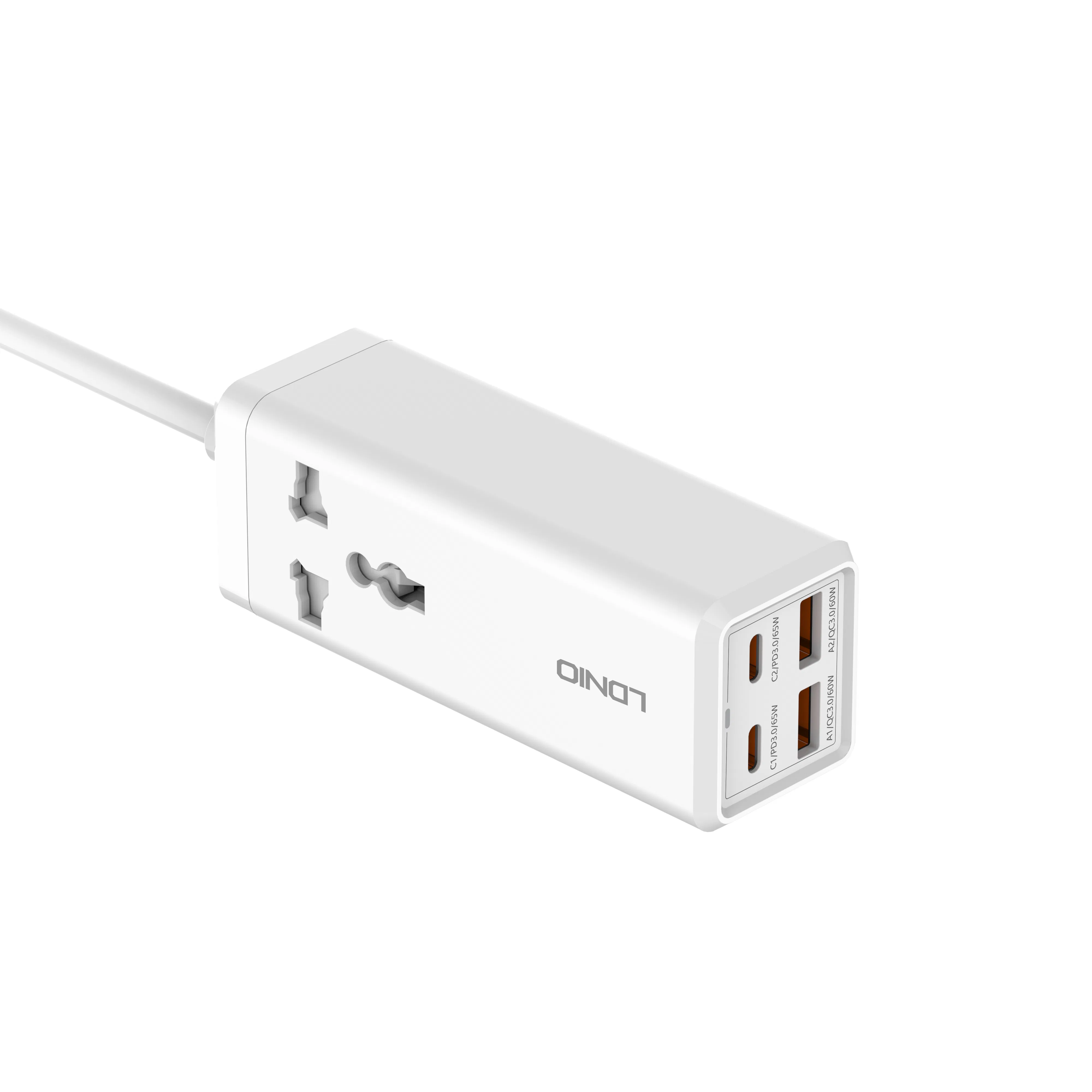 Ldnio Scw1418 2500W Régua de Energia para Desktop com 2 USB-C e 2 USB-a 65W Alta Potência - Tomada de Extensão Multi Port para Casa e Escritório