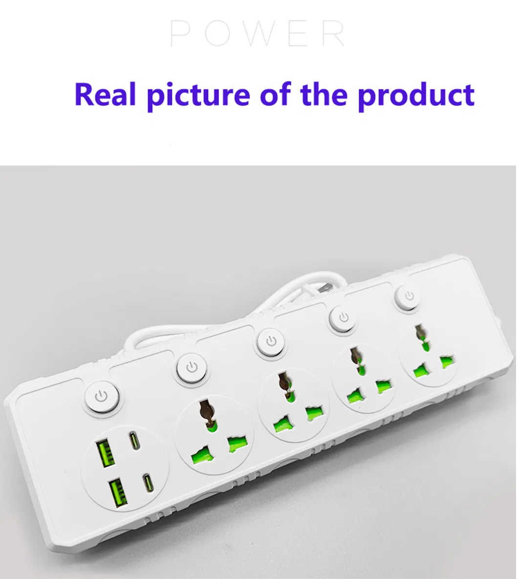 3000W Fitas de Energia Multi Plug de Alta Potência com 2 M Fio