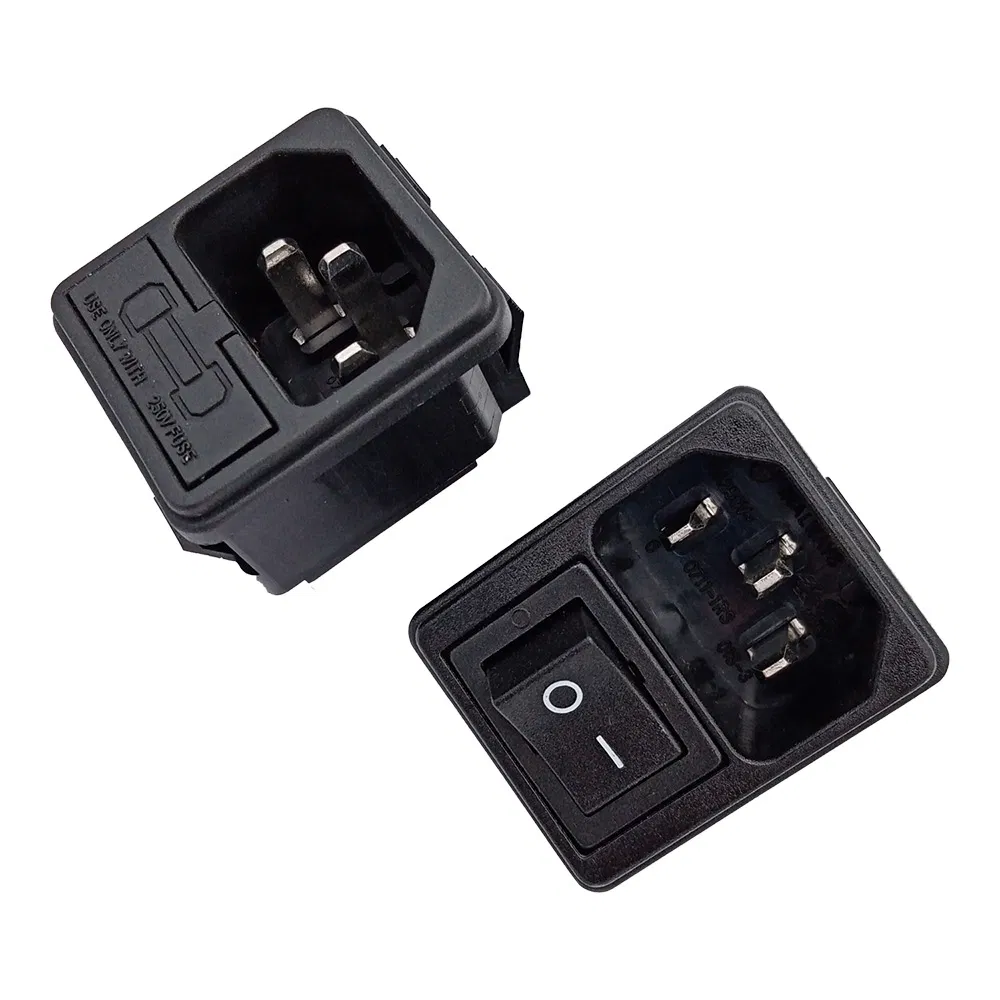 AC250V 10A IEC320 C13 Conector de Adaptador de Energia Feminino com Interruptor de Rocker