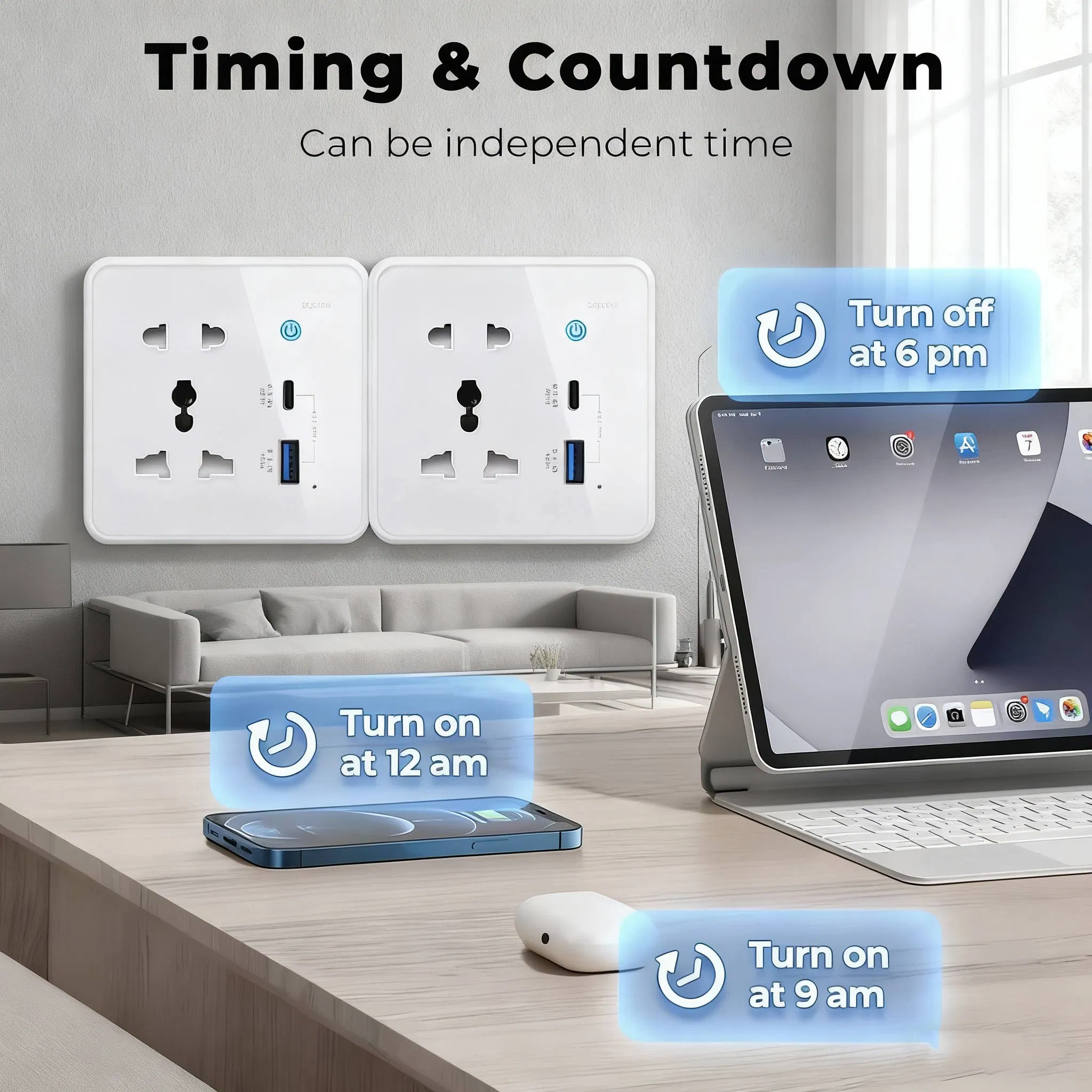 Tomada Universal Inteligente 10A Zigbee Tuya WiFi Sem Fio USB Tipo C com Alexa e Google Home Casa Inteligente