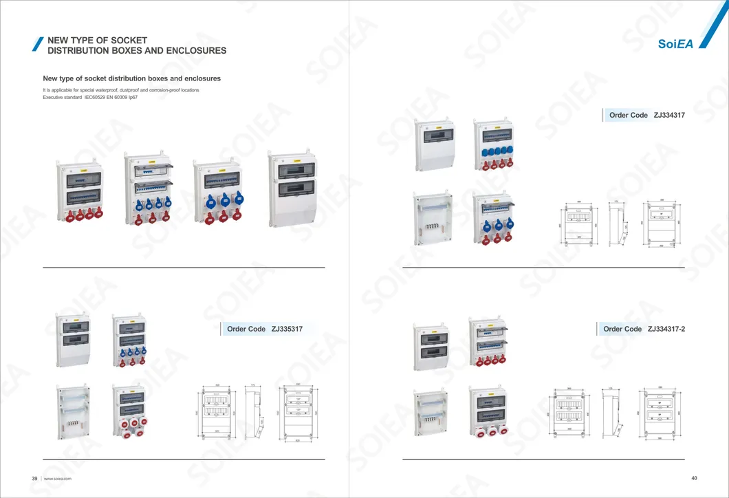 IP44 Caixa de Junção Elétrica de Superfície à Prova d'Água Multi Funcional Montada na Parede Distribuição Combinada