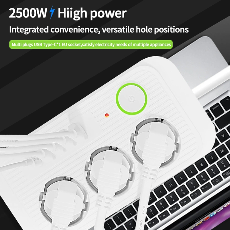 Tomada Inteligente de Alta Potência 2500W 230V Extensão da Europa Fita de Energia