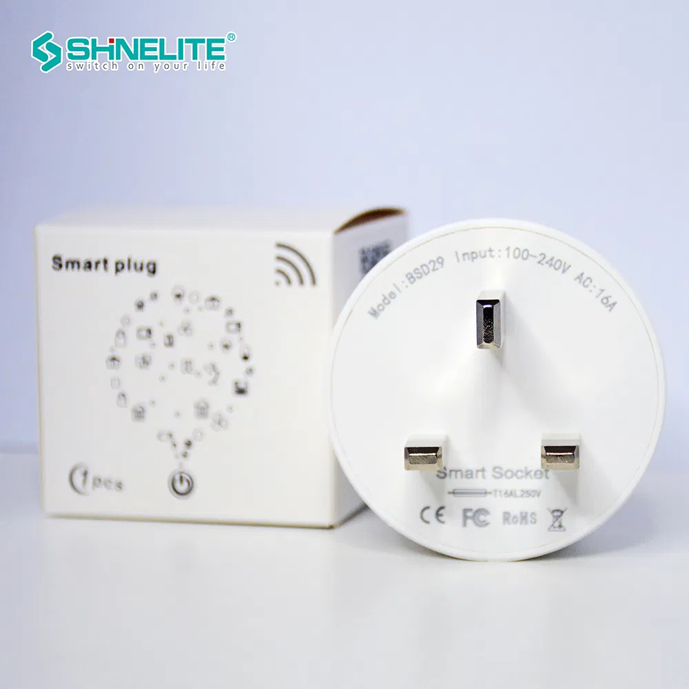 Plugue de Potência Inteligente WiFi de Plástico com Segurança Tipo UK