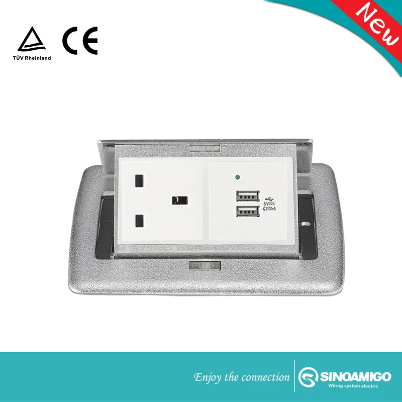 Quatro Capacidade Recuada Piso Elétrico Pop up Tomada