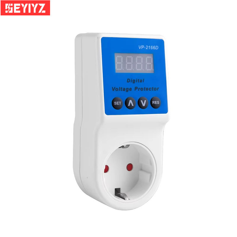 Protetor de Tensão e Corrente Automático Soquete AC 110V 220V Ajustável 16A Protetor de Surto de Energia Soquete Plugue EU