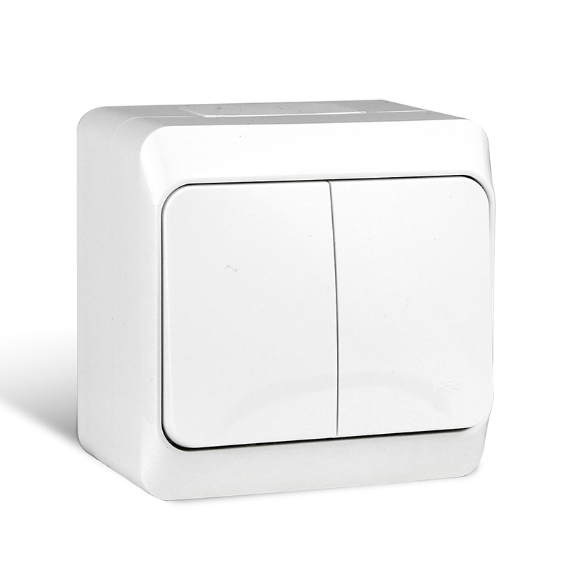 Padrão da UE IP54 Interruptor de parede elétrico com botão pressionado, montado na superfície, à prova d'água, à prova de poeira, à prova de intempéries, para uso externo, material PC