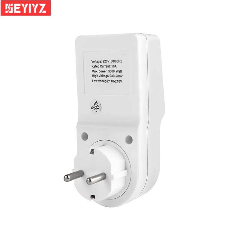 Protetor de Tensão e Corrente Automático Soquete AC 110V 220V Ajustável 16A Protetor de Surto de Energia Soquete Plugue EU
