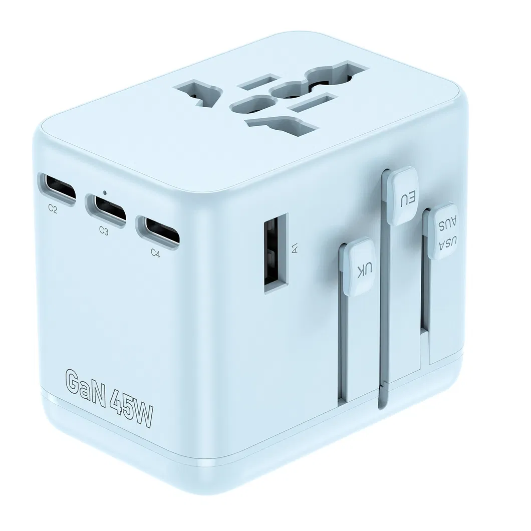 Adaptador de Viagem Multi Portas Tudo-em-Um 45W Carregamento Rápido GaN Soquete Universal Global