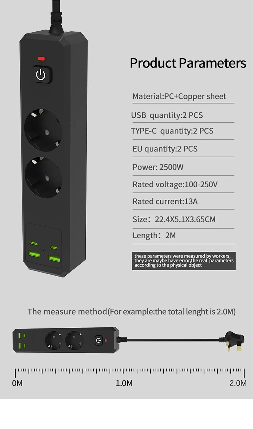 Protetor de Surto Europeu de Alta Qualidade 2500W 110-250V Tomadas Superficiais e Acessórios