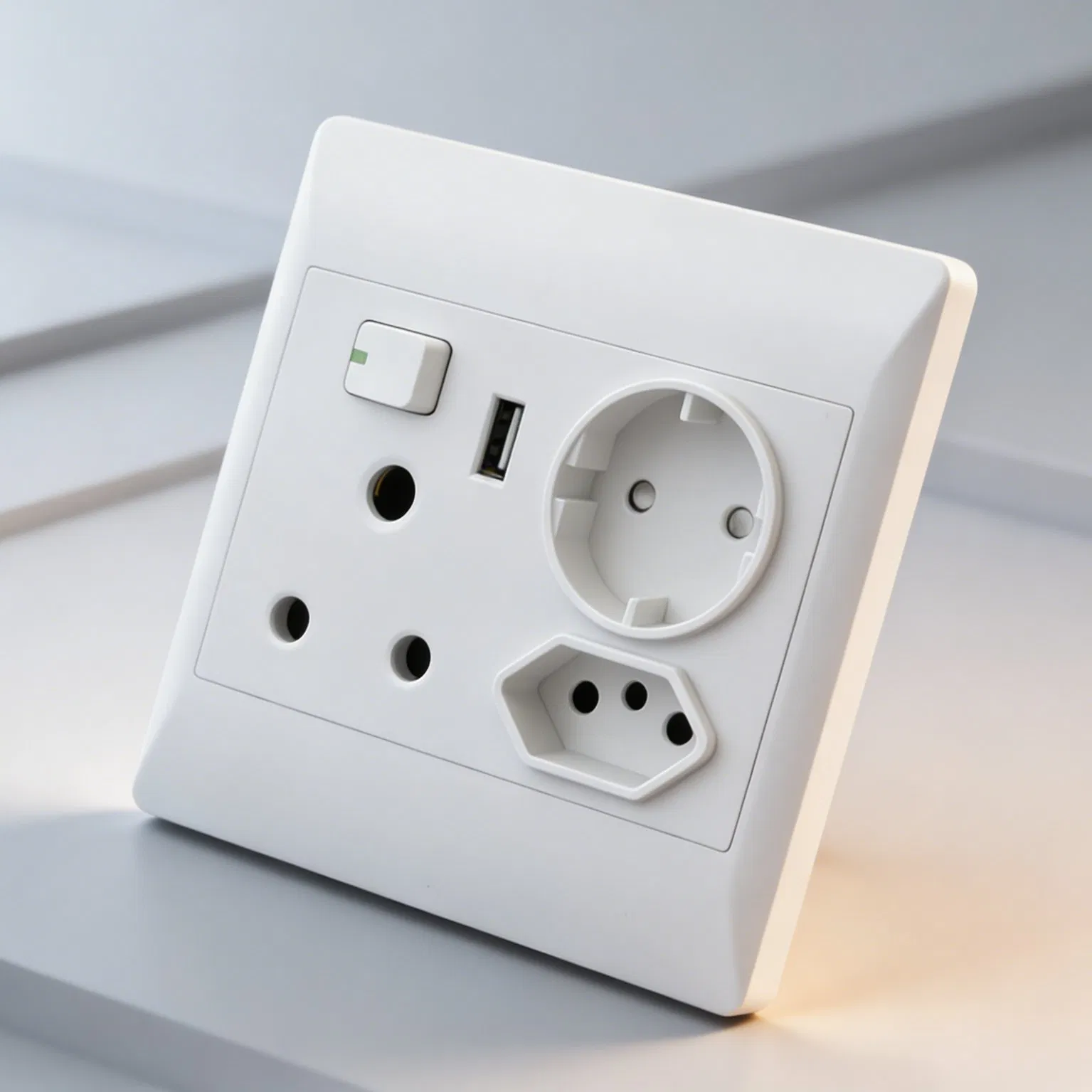 Tomada da África do Sul com porta de carregamento USB padrão SABS