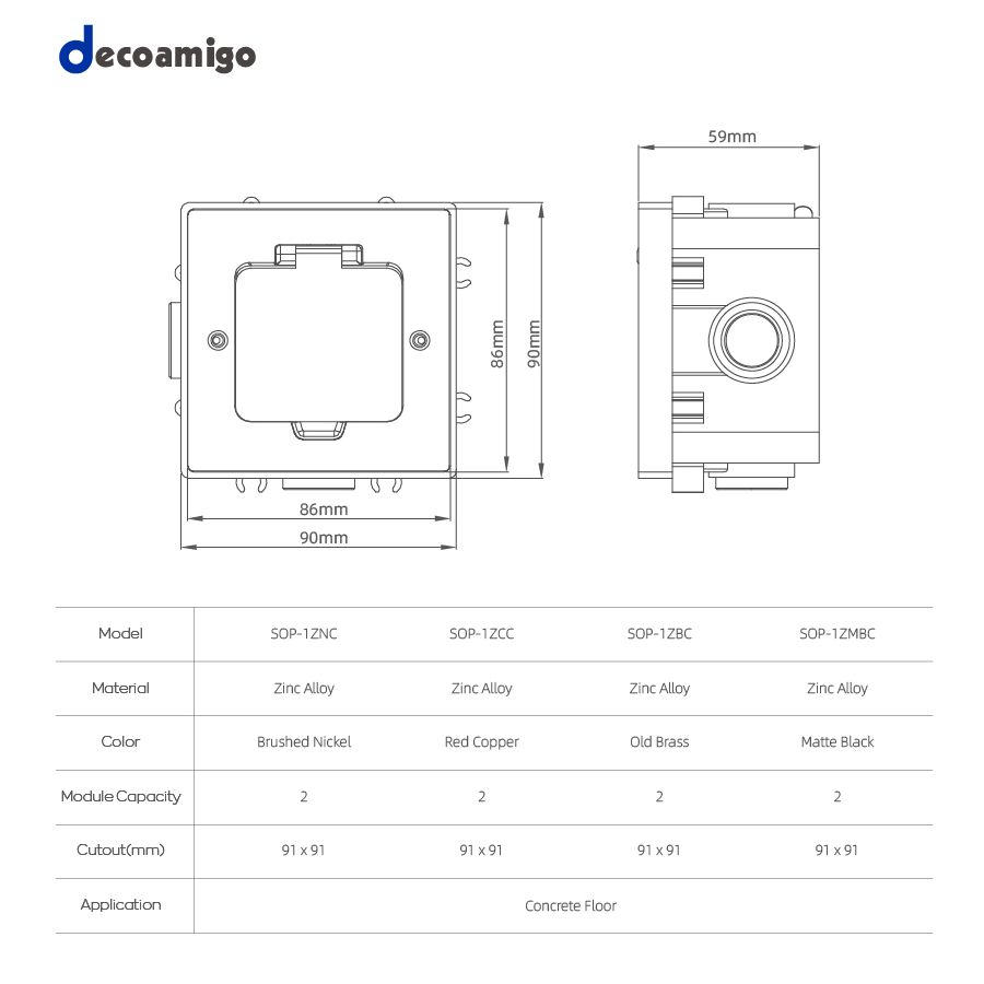 Caixa de Piso Pop-up Decoamigo com Múltiplas Tomadas Elétricas para Escritório e Conferência