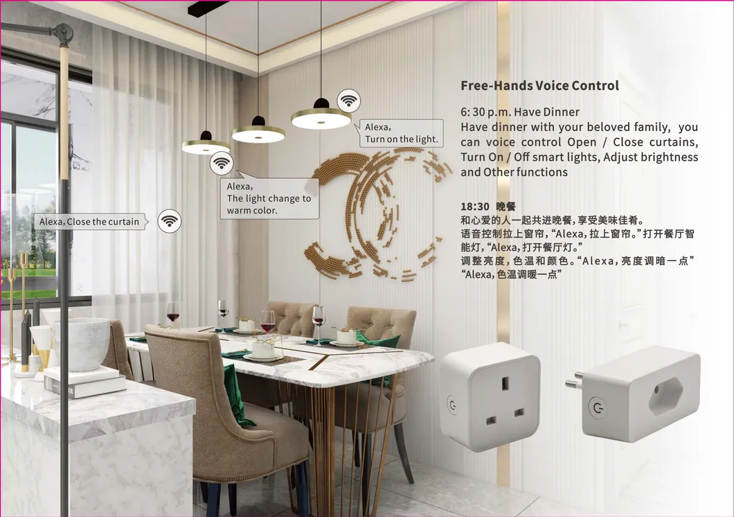 Tomada WiFi inteligente com portas USB e controle por voz