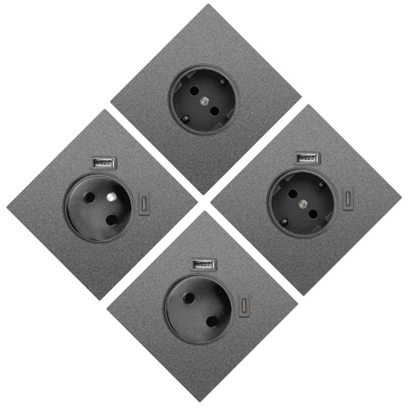 16A European Wall Socket with USB Type-C Charging Ports German Standard Power Outlet for Residential and Hotel