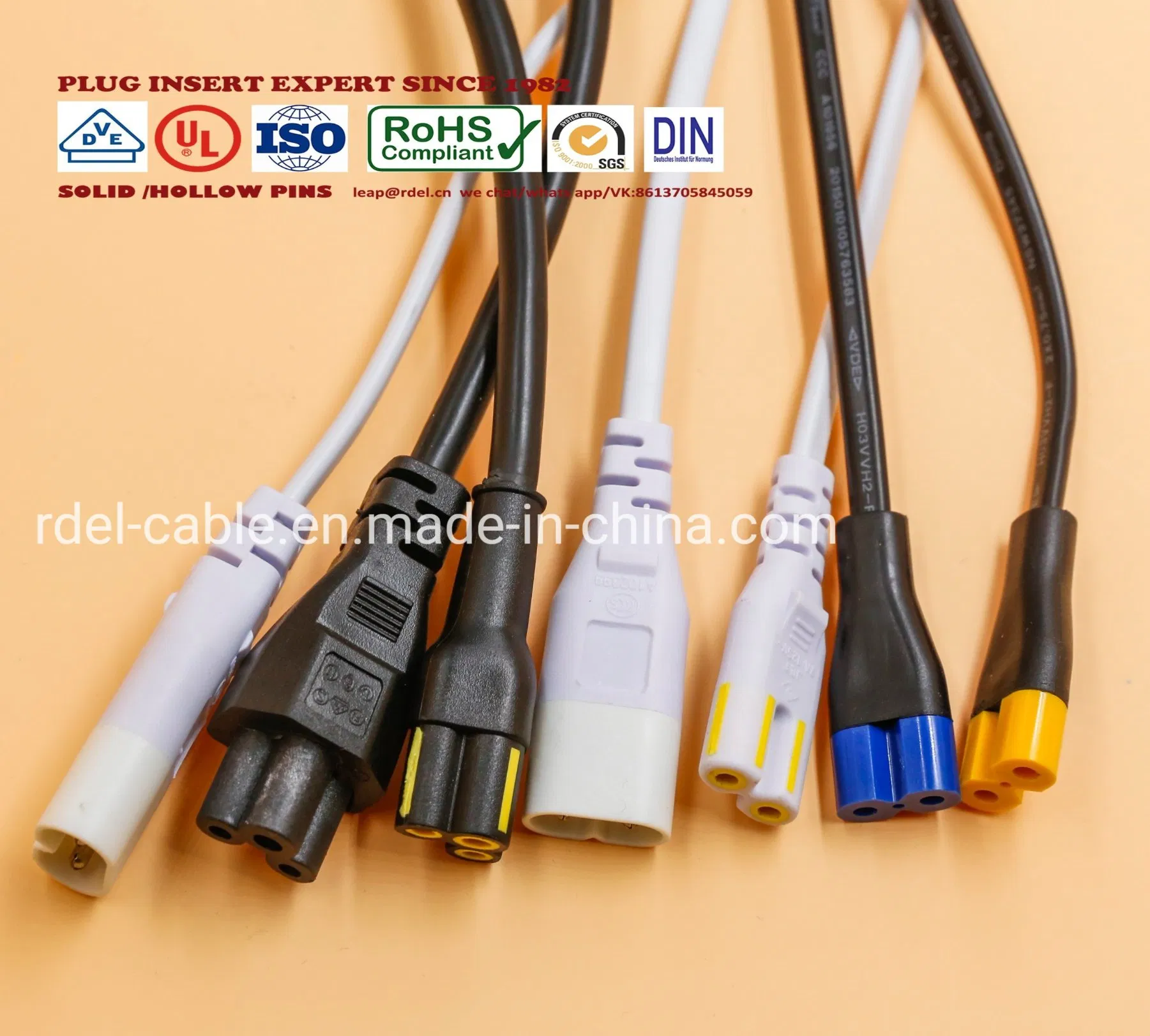 Cor Azul 220V Aprovação VDE IEC C19 C20 para C13 C14 Conector