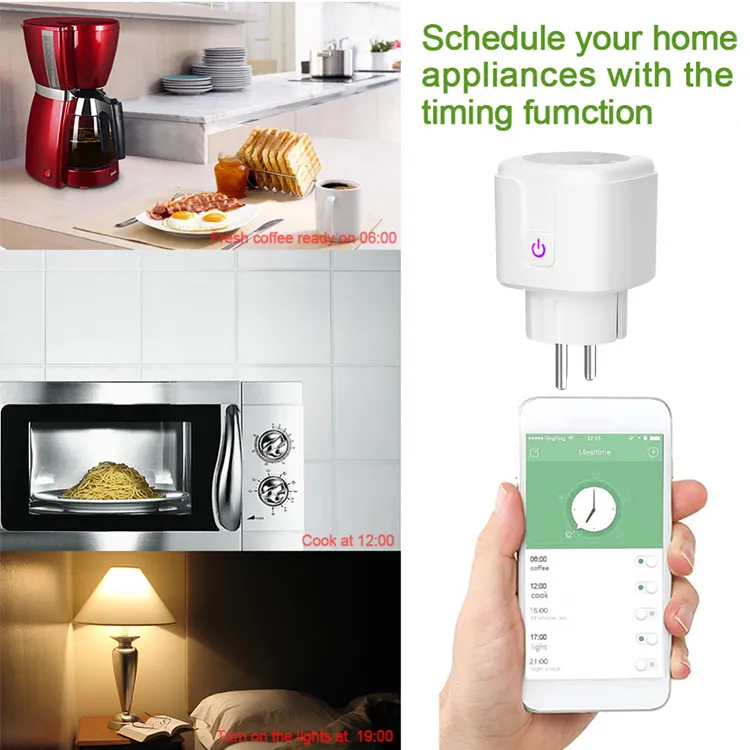 16A EU Google Home Tuya Tomada Inteligente de Parede Controle Remoto Mini WiFi Plugue Inteligente