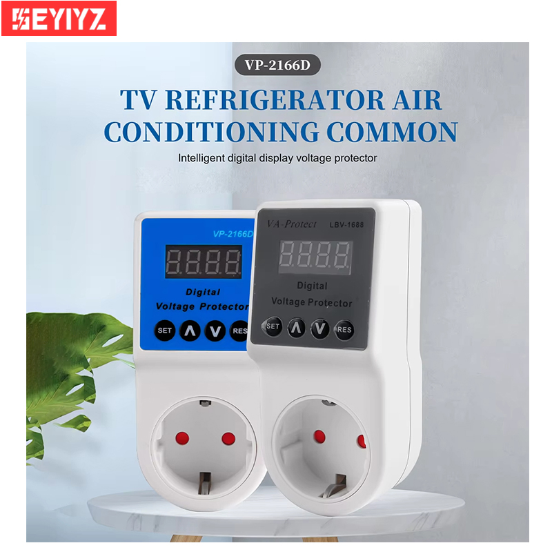Protetor de Tensão e Corrente Automático Soquete AC 110V 220V Ajustável 16A Protetor de Surto de Energia Soquete Plugue EU