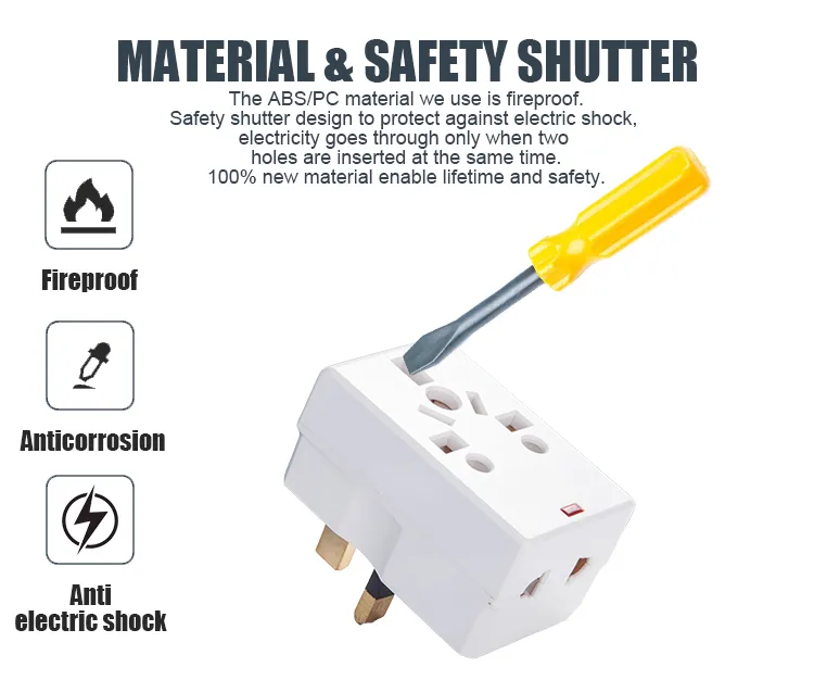 Adaptador de Plugue Multi Socket AC 13AMP Ótimo para Viagens Transnacionais