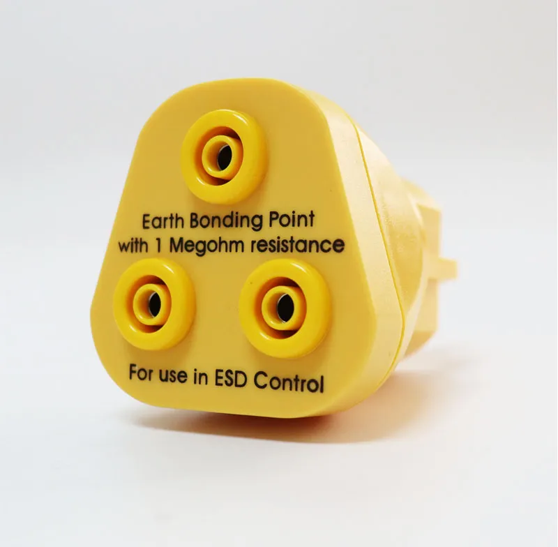 Estação de Aterramento ESD Integrada - Plugue EU com Conectores Snap Triplo 10mm para Conexão Simultânea de Tapete, Pulseira e Equipamento