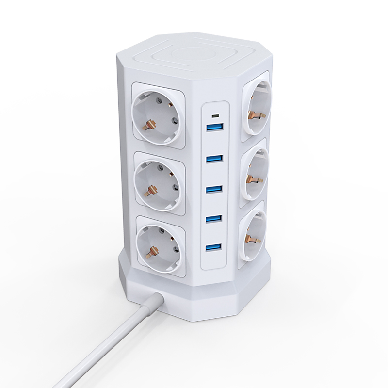 12 Protetor de Surto Alemão 5 Tomada de Carregamento USB