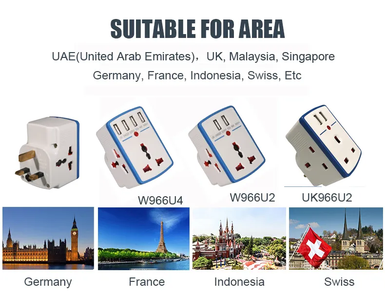 Adaptador de Carregador de Bateria USB para Laptop Móvel com Tomada Multi UK