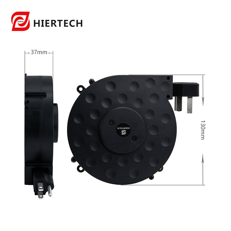 HIERTECH 1.9m Carretel Retrátil de Cabo de Extensão 6-9A Recolhedor de Cabo de Energia