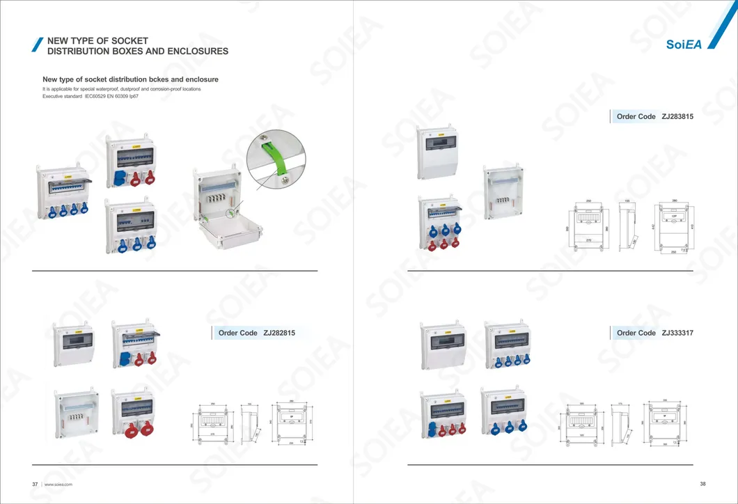 IP44 Caixa de Junção Elétrica de Superfície à Prova d'Água Multi Funcional Montada na Parede Distribuição Combinada