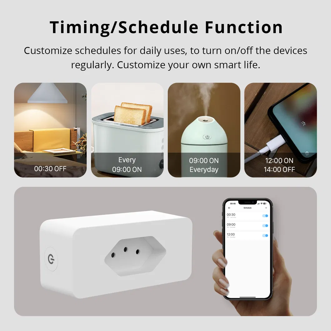 Plugue Inteligente Halolite Brasil com Controle de Medição de Energia pelo APP da Tuya ou Smart Life e Controle por Voz Google Amazon Alexa