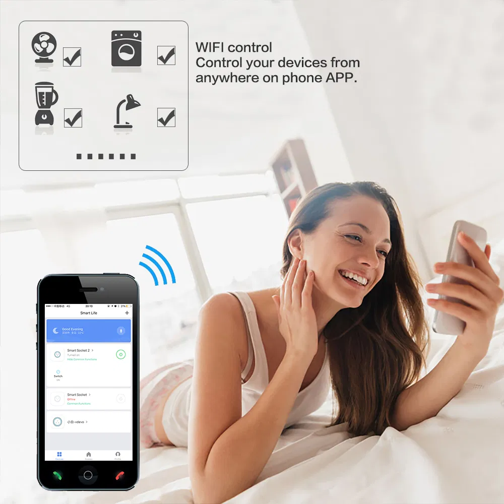 Plug Inteligente Amazon Padrão UE Tomadas Tuya 2USB Tomada de Parede Alexa Controle Remoto WiFi Tuya Casa