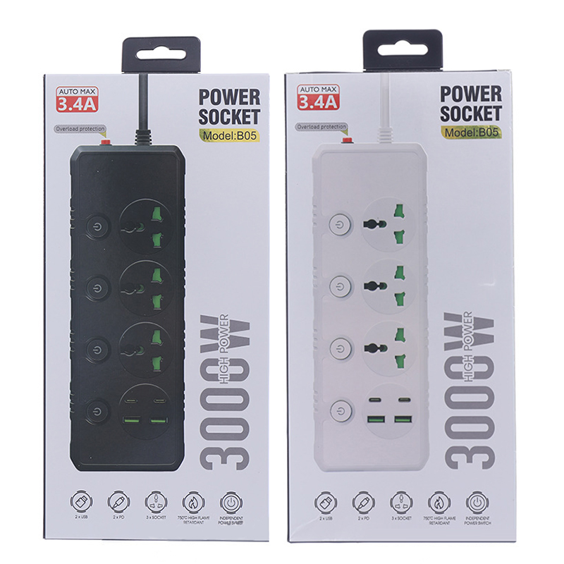 Preço Baixo Alta Potência Régua Universal 2 M Fio Proteção Contra Sobrecarga Régua de Energia