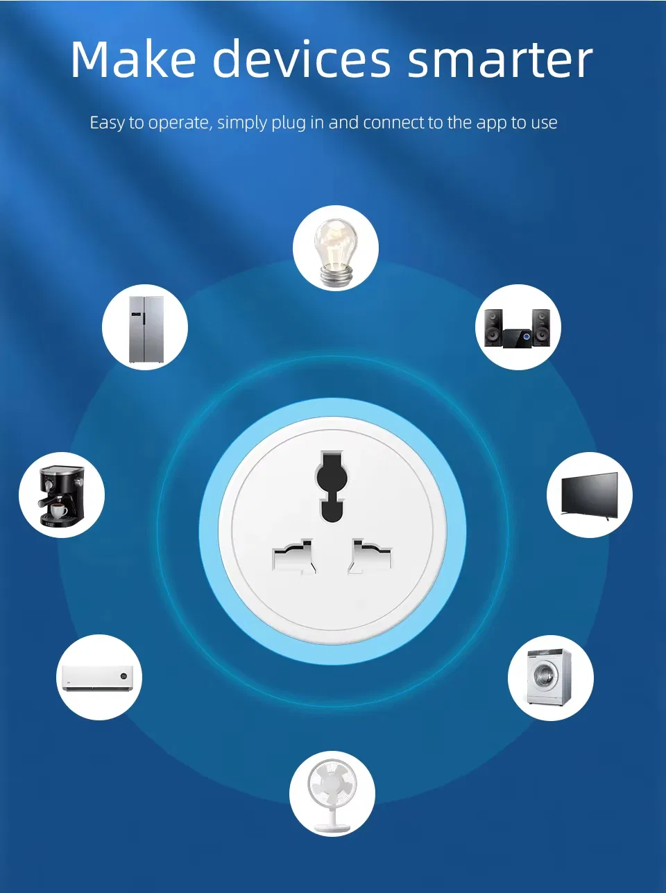 Adaptador de Plugue Inteligente Tuya Índia África do Sul para Tomada Universal Inteligente com Monitor de Energia Alexa Google, 6 Modos de Temporização, Controle em Grupo